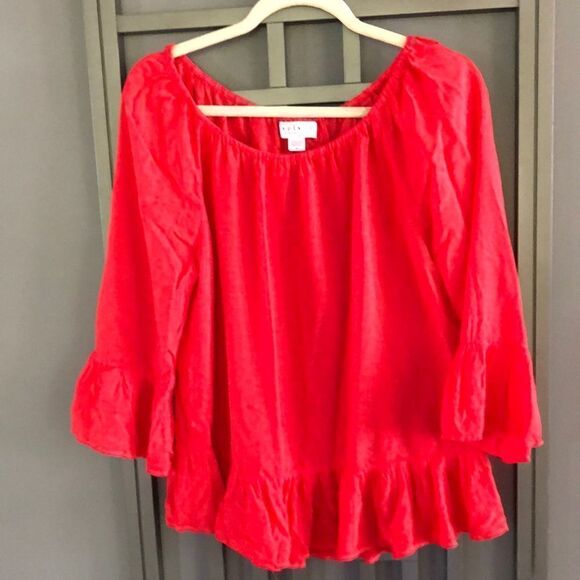 VELVET red off the shoulder top XS - Picture 1 of 6